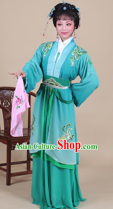 Traditional China Beijing Opera Young Lady Hua Tan Costume Female Green Clothing, Ancient Chinese Peking Opera Diva Embroidery Dress