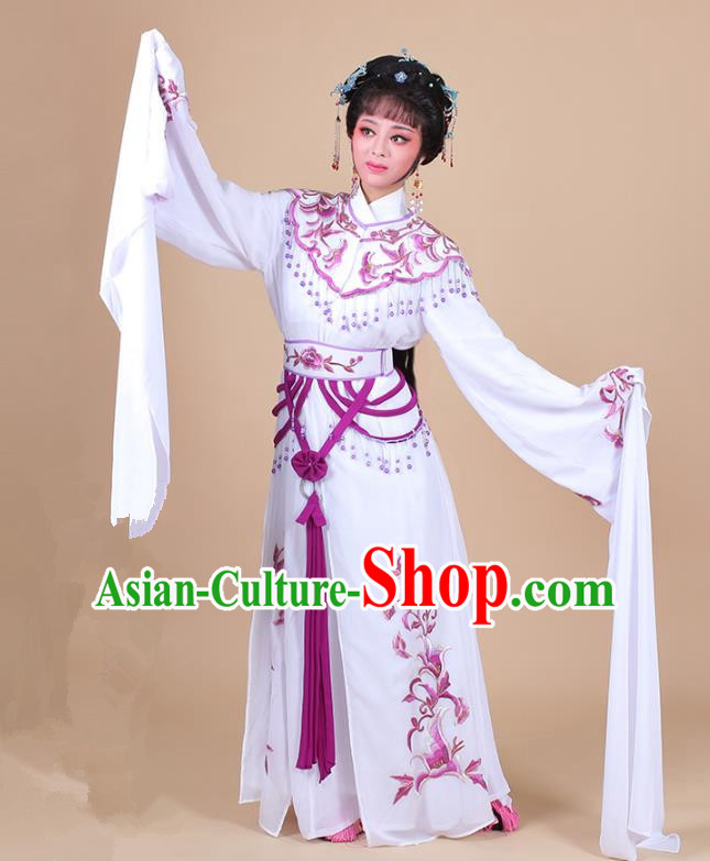 Traditional China Beijing Opera Young Lady Hua Tan Costume Female Water Sleeve Dance Purple Clothing, Ancient Chinese Peking Opera Diva Embroidery Dress