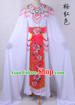 Traditional China Beijing Opera Young Lady Hua Tan Costume Cloud Shoulder Embroidered Clothing, Ancient Chinese Peking Opera Diva Embroidery Peach Pink Dress Clothing