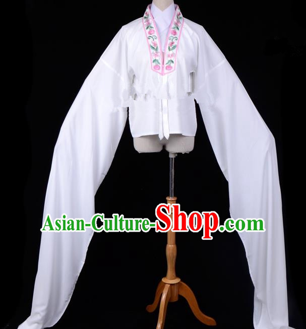 Traditional China Beijing Opera Young Lady Hua Tan Costume Princess Embroidered White Blouse, Ancient Chinese Peking Opera Diva Embroidery Water Sleeve Clothing