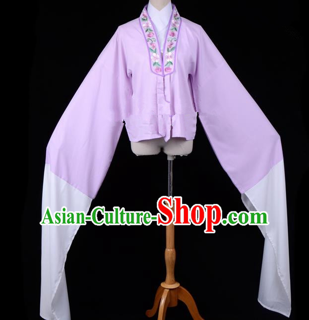 Traditional China Beijing Opera Young Lady Hua Tan Costume Princess Embroidered Purple Blouse, Ancient Chinese Peking Opera Diva Embroidery Water Sleeve Clothing