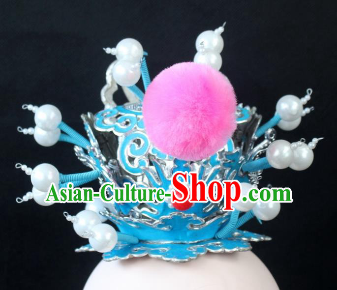 Traditional China Beijing Opera Lang Scholar Niche Tuinga, Ancient Chinese Peking Opera Crown Prince Pink Headwear