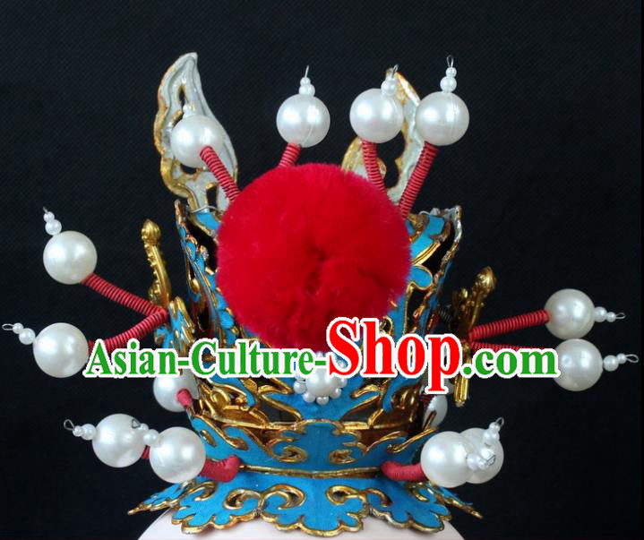 Traditional China Beijing Opera Lang Scholar Niche Tuinga, Ancient Chinese Peking Opera Crown Prince Red Venonat Headwear