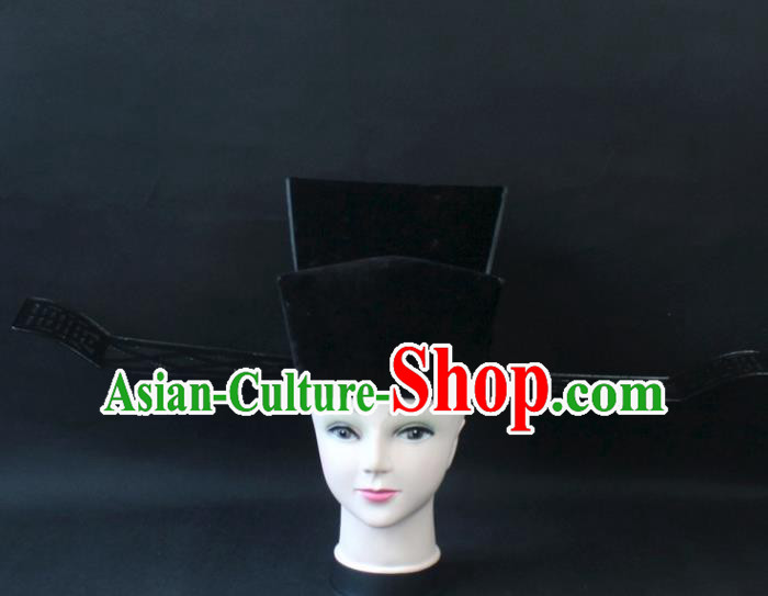 Traditional China Beijing Opera Headpiece Prime Minister Hat, Ancient Chinese Peking Opera Chancellor Hat Headwear