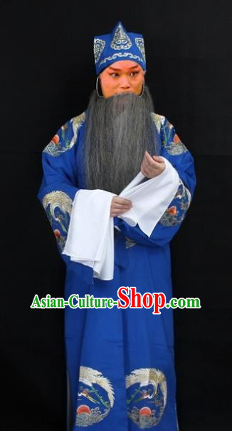 Traditional China Beijing Opera Costume Laosheng-role Embroidered Robe and Headwear, Ancient Chinese Peking Opera Embroidery Gwanbok Clothing