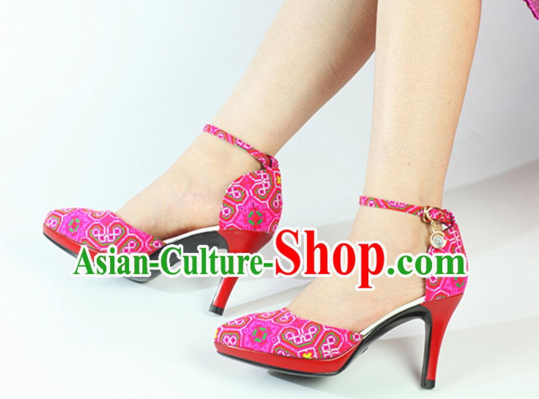 Traditional Handmade Hmong Women Hmoob Minority Shoes Miao Ethnic Shoes