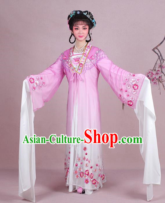 Traditional China Beijing Opera Young Lady Costume Embroidered Purple Fairy Dress, Ancient Chinese Peking Opera Diva Embroidery Plum Blossom Clothing