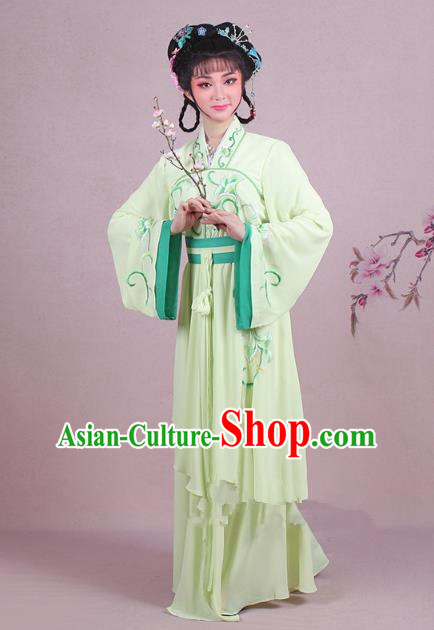 Traditional China Beijing Opera Palace Lady Costume Embroidered Servant Girl Dress, Ancient Chinese Peking Opera Diva Embroidery Green Clothing