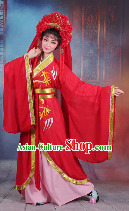 Traditional China Beijing Opera Palace Lady Costume Princess Wedding Embroidered Dress, Ancient Chinese Peking Opera Diva Embroidery Red Clothing