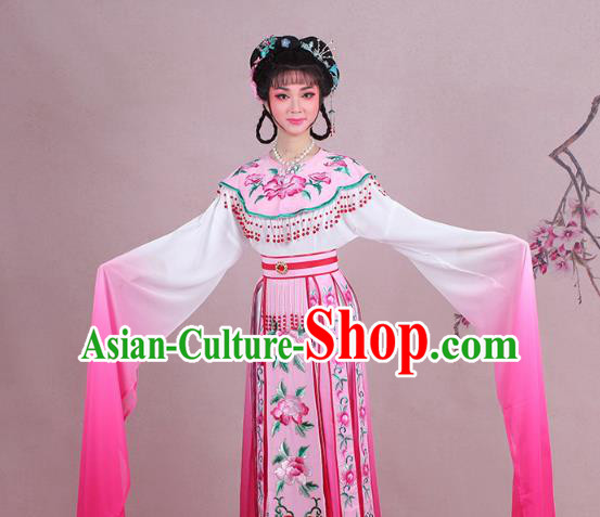 Traditional China Beijing Opera Palace Lady Costume Imperial Consort Embroidered Pink Dress, Ancient Chinese Peking Opera Diva Hua Tan Embroidery Clothing