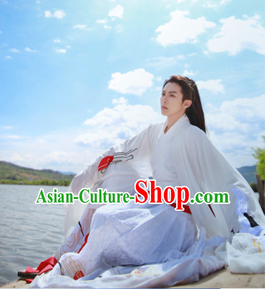 Chinese Classical Embroidered Crane Hanfu Clothing for Men or Women