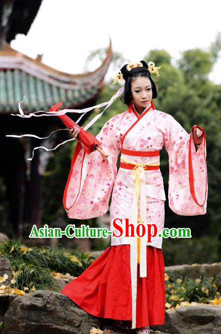 Traditional Chinese Han Dynasty Imperial Princess Wedding Curve Bottom Costume, China Ancient Hanfu Fairy Dress Palace Lady Hand Painting Clothing for Women