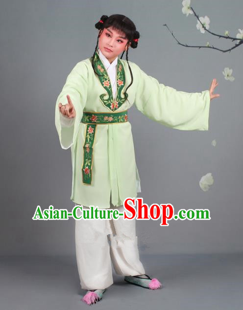 Traditional China Beijing Opera Costume Scholar Embroidered Green Clothing, Ancient Chinese Peking Opera Boy Book Embroidery Clothing