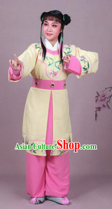 Traditional China Beijing Opera Boy Book Costume Scholar Embroidered Yellow Robe, Ancient Chinese Peking Opera Livehand Clothing