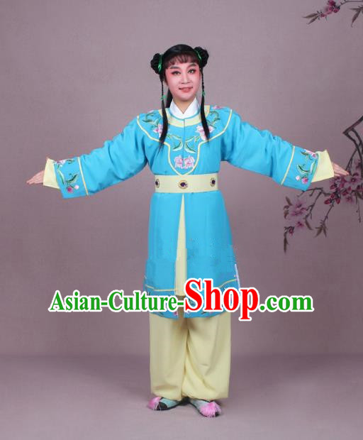 Traditional China Beijing Opera Boy Book Costume Scholar Embroidered Blue Robe, Ancient Chinese Peking Opera Livehand Clothing