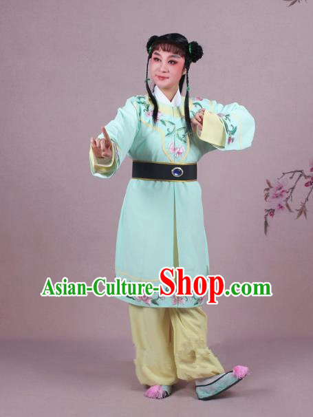Traditional China Beijing Opera Boy Book Costume Scholar Embroidered Green Robe, Ancient Chinese Peking Opera Livehand Clothing