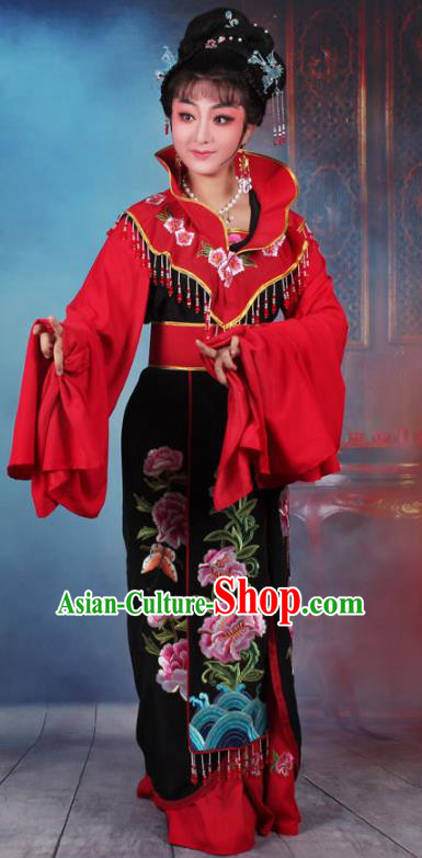 Traditional China Beijing Opera Young Lady Hua Tan Costume Red Embroidered Dress, Ancient Chinese Peking Opera Diva Senior Concubine Embroidery Clothing