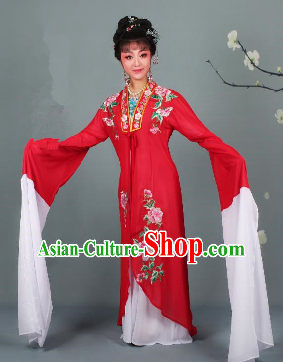 Traditional China Beijing Opera Young Lady Hua Tan Costume Princess Red Embroidered Cape, Ancient Chinese Peking Opera Diva Embroidery Dress Clothing