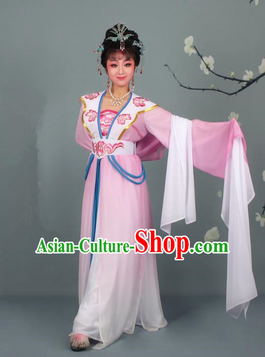 Top Grade Professional Beijing Opera Palace Lady Costume Hua Tan Pink Embroidered Clothing, Traditional Ancient Chinese Peking Opera Diva Embroidery Clothing