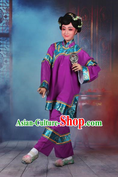 Traditional China Beijing Opera Old Women Costume Matchmaker Embroidered Purple Clothing, Ancient Chinese Peking Opera Pantaloon Clothing