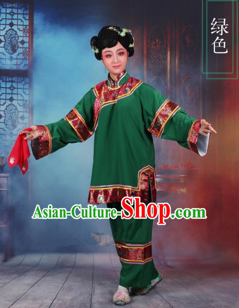 Traditional China Beijing Opera Old Women Costume Matchmaker Embroidered Green Clothing, Ancient Chinese Peking Opera Pantaloon Clothing