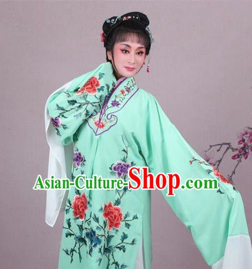 Top Grade Professional Beijing Opera Female Role Costume Imperial Concubine Blue Embroidered Cape, Traditional Ancient Chinese Peking Opera Diva Embroidery Peony Clothing