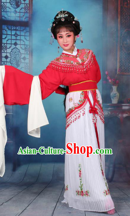 Top Grade Professional Beijing Opera Diva Costume Nobility Lady Red Embroidered Clothing, Traditional Ancient Chinese Peking Opera Hua Tan Princess Embroidery Dress