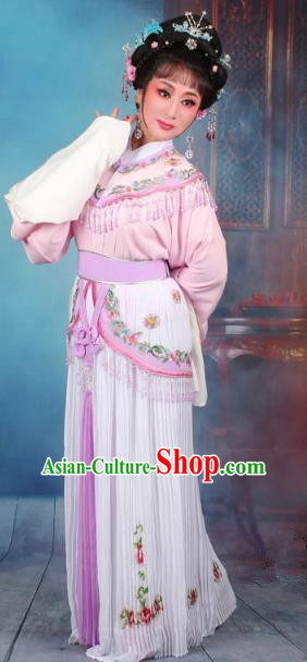 Top Grade Professional Beijing Opera Diva Costume Nobility Lady Lilac Embroidered Clothing, Traditional Ancient Chinese Peking Opera Hua Tan Princess Embroidery Dress