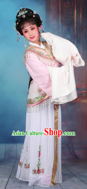 Top Grade Professional Beijing Opera Diva Costume Nobility Lady Light Pink Embroidered Clothing, Traditional Ancient Chinese Peking Opera Hua Tan Princess Embroidery Dress