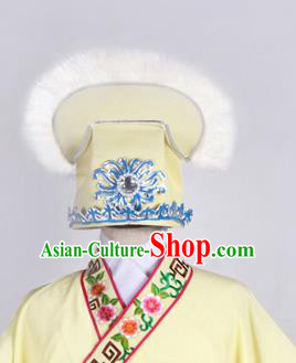Top Grade Professional Beijing Opera Niche Costume Scholar Hair Accessories Headwear, Traditional Ancient Chinese Peking Opera Yellow Hat