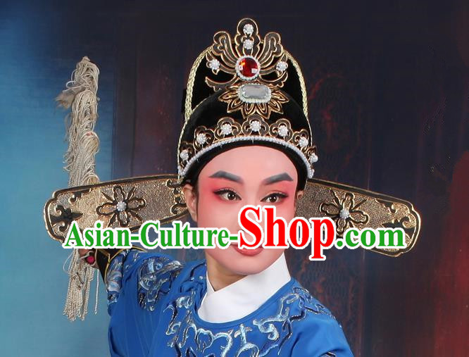 Top Grade Professional Beijing Opera Niche Costume Lang Scholar Hair Accessories Headwear, Traditional Ancient Chinese Peking Opera Hat