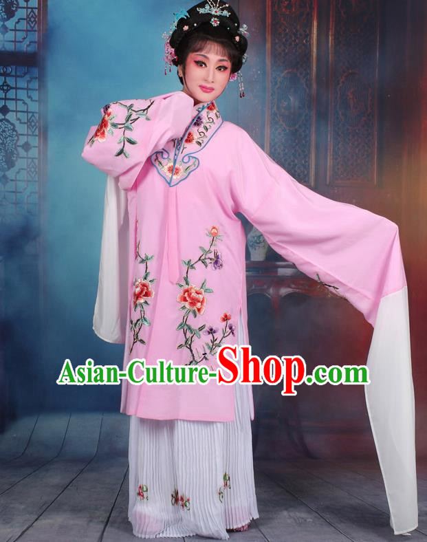 Top Grade Professional Beijing Opera Palace Lady Costume Hua Tan Light Blue Embroidered Cape Dress, Traditional Ancient Chinese Peking Opera Diva Embroidery Clothing