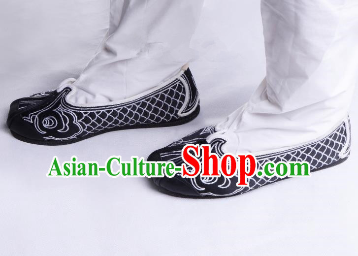 Top Grade Professional Beijing Opera Han Dynasty Fisherman Shoes, Traditional Ancient Chinese Peking Opera Cloth Shoes