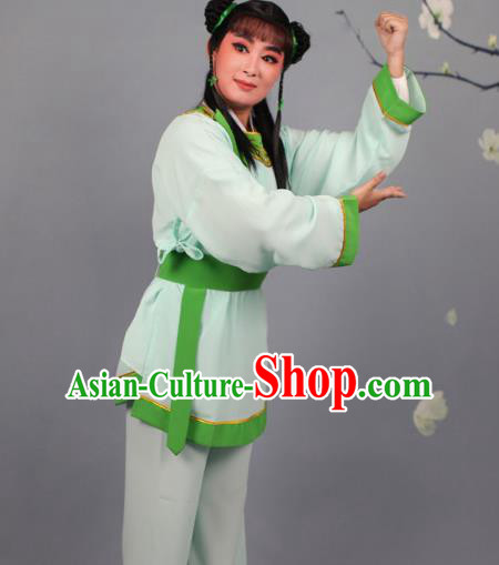 Top Grade Professional Beijing Opera Livehand Green Costume, Traditional Ancient Chinese Peking Opera Lad Boy Book Clothing