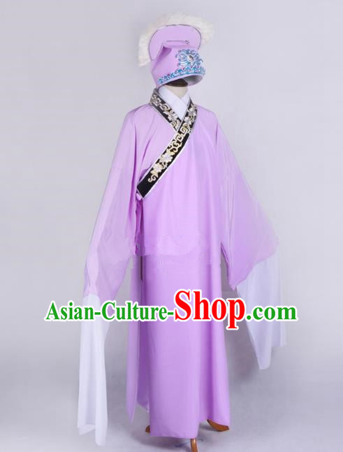 Top Grade Professional Beijing Opera Niche Costume Scholar Pink Robe Priest Frock, Traditional Ancient Chinese Peking Opera Young Men Embroidery Clothing