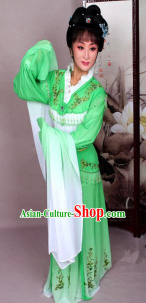 Top Grade Professional Beijing Opera Hua Tan Costume Nobility Lady Green Embroidered Dress, Traditional Ancient Chinese Peking Opera Diva Embroidery Clothing