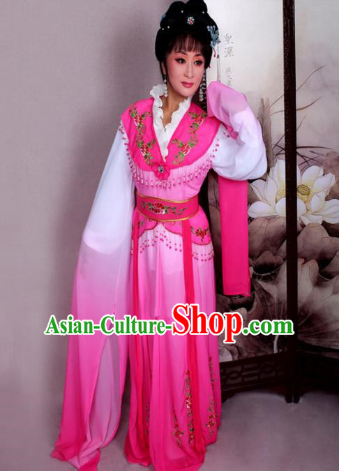 Top Grade Professional Beijing Opera Hua Tan Costume Nobility Lady Pink Embroidered Dress, Traditional Ancient Chinese Peking Opera Diva Embroidery Clothing