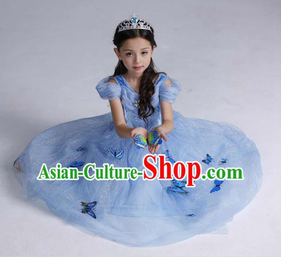 Top Grade Chinese Compere Professional Performance Catwalks Costume, Children Butterfly Princess Veil Dress Modern Dance Clothing for Girls Kids