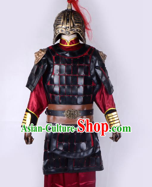 Traditional China Beijing Opera Takefu General Corselet Costume and Headwear Complete Set, Ancient Chinese Peking Opera Wu-Sheng Military Officer Warrior Armour Clothing