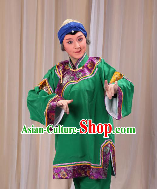 Top Grade Professional Beijing Opera Old Women Costume Pantaloon Embroidered Green Clothing, Traditional Ancient Chinese Peking Opera Matchmakers Embroidery Clothing