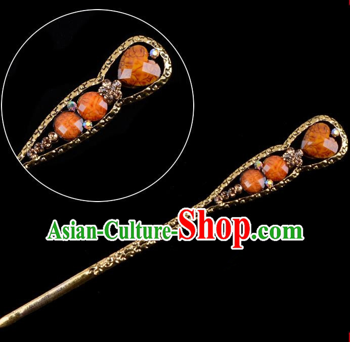 Traditional China Beijing Opera Diva Hair Accessories Orange Hairpin, Ancient Chinese Peking Opera Shake Hua Tan Hairpins Kanzashi Headwear