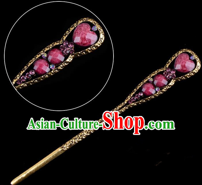 Traditional China Beijing Opera Diva Hair Accessories Purple Hairpin, Ancient Chinese Peking Opera Shake Hua Tan Hairpins Kanzashi Headwear