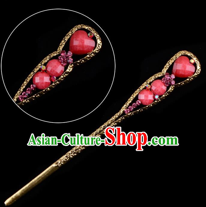 Traditional China Beijing Opera Diva Hair Accessories Red Hairpin, Ancient Chinese Peking Opera Shake Hua Tan Hairpins Kanzashi Headwear