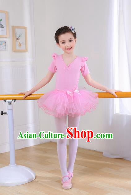 Top Grade Chinese Professional Performance Catwalks Costume, Children Ballet Dance Full Dress Modern Swan Dance Pink Dress for Girls Kids