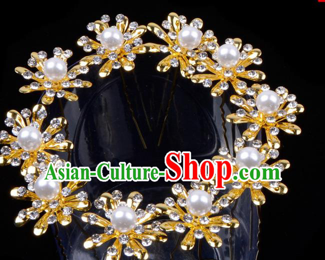 Traditional China Beijing Opera Hua Tan Hair Accessories Pearls Hairpin, Ancient Chinese Peking Opera Women Hairpins Diva Temple Kanzashi Headwear