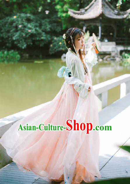 Traditional Ancient Chinese Palace Lady Dance Costume, Elegant Hanfu Chinese Tang Dynasty Princess Embroidered Clothing for Women