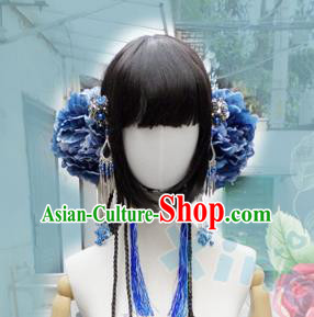 Traditional Handmade Chinese Ancient Classical Hair Accessories and Wigs Complete Set, Step Shake Hair Sticks Hair Jewellery, Hair Fascinators Hairpins for Women