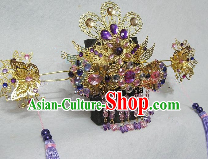 Traditional Handmade Chinese Ancient Classical Hair Accessories, Tassel Step Shake Hair Sticks Hair Jewellery, Hair Fascinators Hairpins for Women