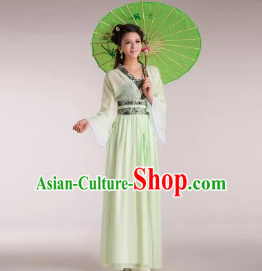 Traditional Chinese Classical Ancient Fairy Costume, China Tang Dynasty Princess Hanfu Green Dress for Women