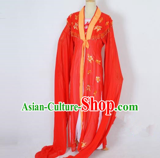 Traditional Chinese Professional Peking Opera Embroidery Plum Blossom Costume, China Beijing Opera Female Diva Cloud Shoulder Clothing Red Long Robe